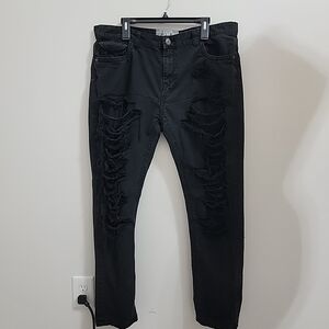 L.A.B. DISTRESSED SLIM STRAIGHT JEANS Size 40X 32 Men Black EUC